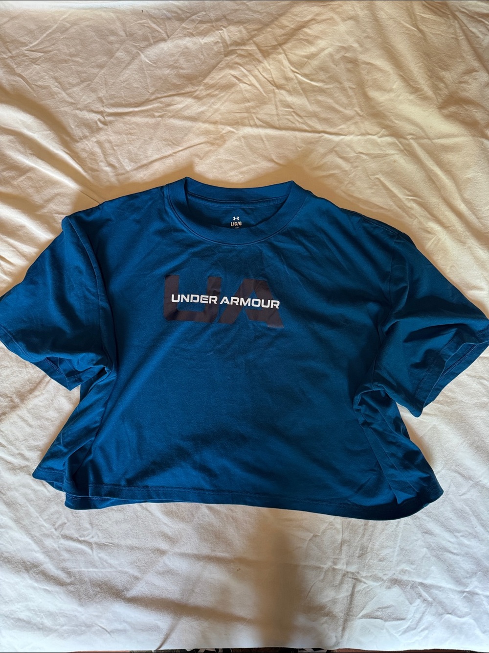 Under Armour Teal Blue Cropped Athletic Tee